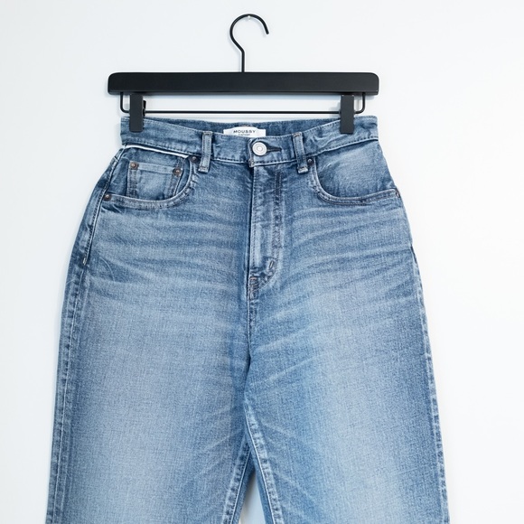 NEW Moussy Vintage Evelyn Straight High Wide Crop Frayed Jeans Blue Size 26 NWT - Picture 7 of 16